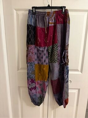 Women’s Patchwork Harem Pants in Multicolor NWOT